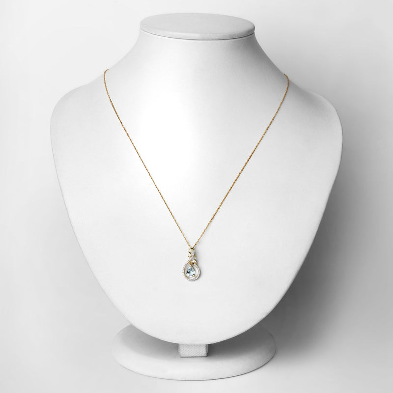 Bids.com 0.76 Carat Genuine Aquamarine and White Diamond 14K Yellow Gold Pendant Pendants Lavender