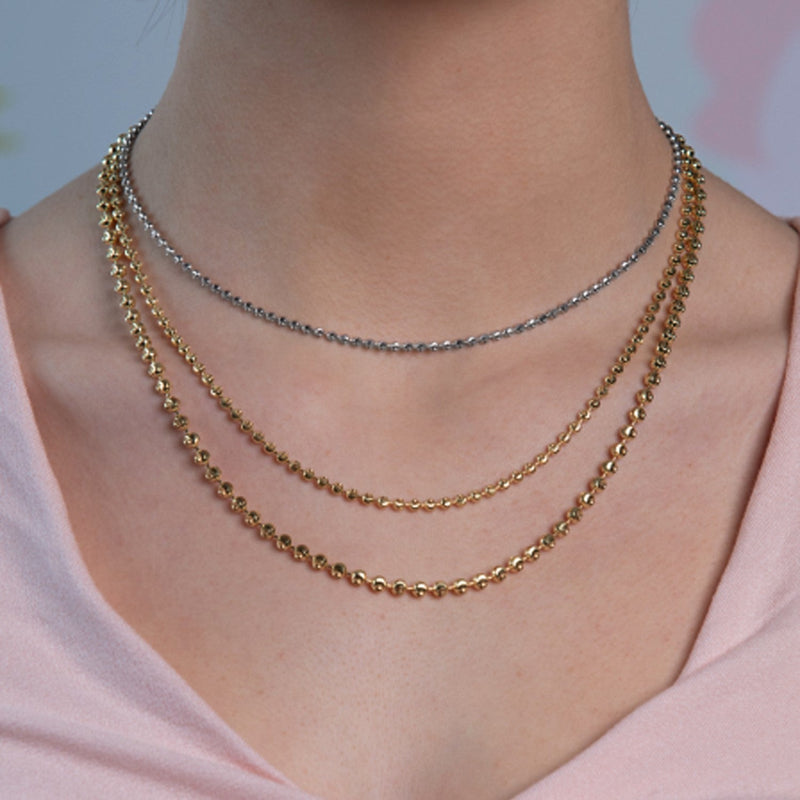 Bids.com Moon Cut Bead Chain in 14k White Gold (2.50 mm) Necklaces Rosy Brown 16 / White Gold,18 / White Gold,20 / White Gold,24 / White Gold