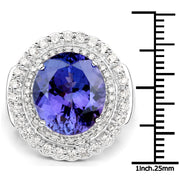 Bids.com 10.79 Carat Genuine Tanzanite and White Diamond 18K White Gold Ring Rings White Smoke size 8.00,size 6.00,size 7.00