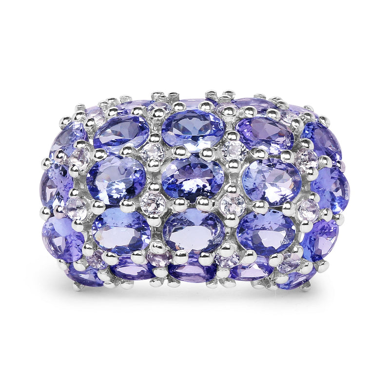Bids.com 7.29 Carat Genuine Tanzanite and White Topaz .925 Sterling Silver Ring Rings White Smoke size 6.00,size 7.00,size 8.00,size 9.00,size 5.00