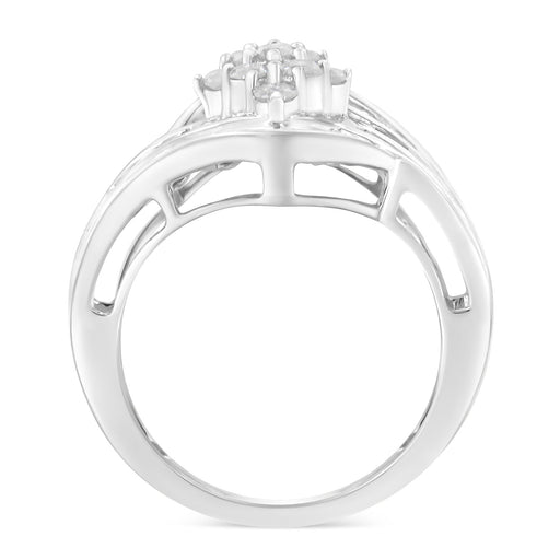 Bids.com 10K White Gold Diamond Bypass Cluster Ring (1 Cttw, I-J Color, I2-I3 Clarity) - Size 7 Rings White Smoke 7 / White.Gold,6.5 / White.Gold,6 / White.Gold,8 / White.Gold,7.5 / White.Gold