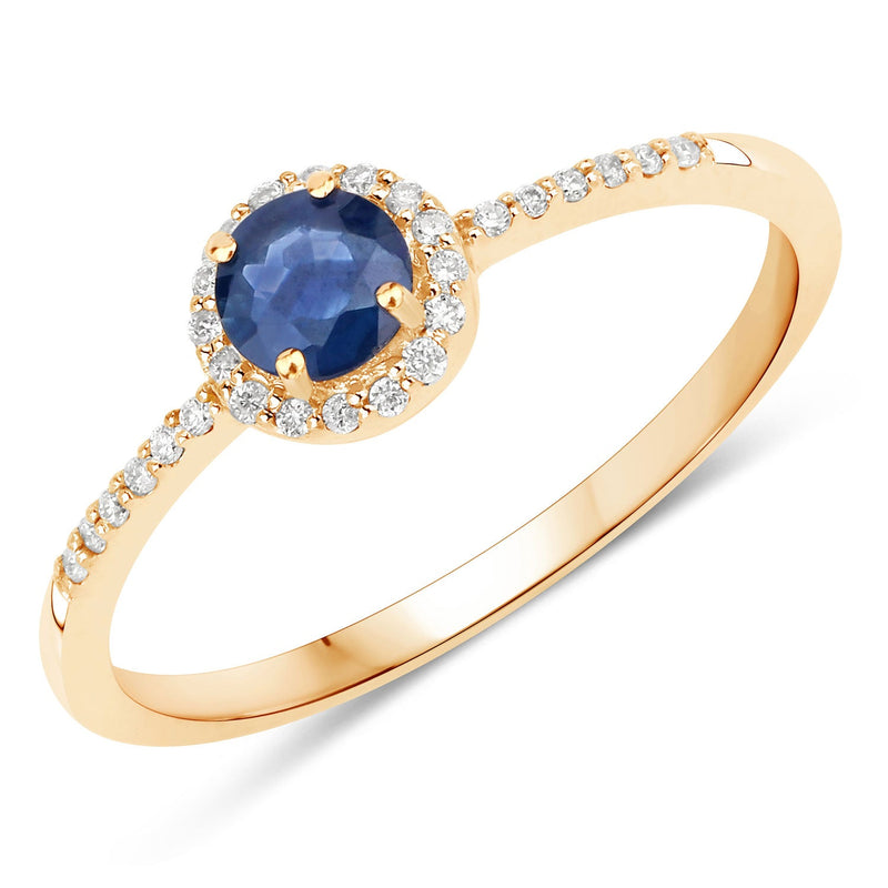 Bids.com 0.38 Carat Genuine Blue Sapphire and White Diamond 14K Yellow Gold Ring Rings White Smoke size 5.00,size 6.00,size 7.00,size 8.00,size 9.00