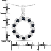 Bids.com 1.30 Carat Genuine Blue Sapphire and White Topaz .925 Sterling Silver Pendant Pendants White Smoke