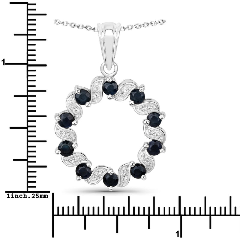 Bids.com 1.30 Carat Genuine Blue Sapphire and White Topaz .925 Sterling Silver Pendant Pendants White Smoke