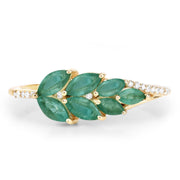 Bids.com 0.68 Carat Genuine Zambian Emerald and White Diamond 14K Yellow Gold Ring Rings White Smoke size 7.00,size 6.00,size 8.00,size 5.00,size 9.00