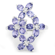 Bids.com 2.89 Carat Genuine Tanzanite .925 Sterling Silver Ring Rings White Smoke size 5.00,size 6.00,size 6.50,size 7.00,size 8.00,size 9.00