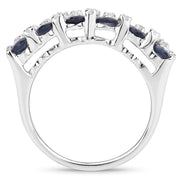 Bids.com 3.66 Carat Genuine Blue Sapphire and White Topaz .925 Sterling Silver Ring Rings White Smoke size 5.00,size 5.50,size 6.00,size 7.00,size 8.00,size 9.00,size 11.50