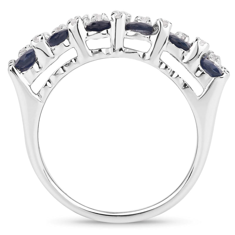 Bids.com 3.66 Carat Genuine Blue Sapphire and White Topaz .925 Sterling Silver Ring Rings White Smoke size 5.00,size 5.50,size 6.00,size 7.00,size 8.00,size 9.00,size 11.50