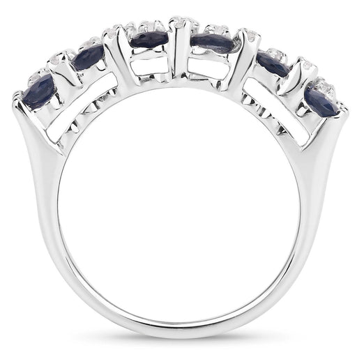 Bids.com 3.66 Carat Genuine Blue Sapphire and White Topaz .925 Sterling Silver Ring Rings White Smoke size 5.00,size 5.50,size 6.00,size 7.00,size 8.00,size 9.00,size 11.50