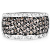 Bids.com 0.87 Carat Genuine Champagne Diamond and White Diamond .925 Sterling Silver Ring Rings Light Gray size 7.00,size 8.00,size 6.00,size 9.00