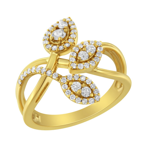 Bids.com 10K Yellow Gold 1/2 Cttw Round-Cut Diamond Layered Crossover Triple Leaf Bypass Ring (I-J Color, I1-I2 Clarity) - Size 7 Rings White Smoke 9 / Yellow.Gold,8 / Yellow.Gold,6 / Yellow.Gold,7 / Yellow.Gold,5 / Yellow.Gold,10 / Yellow.Gold
