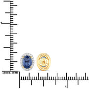 Bids.com 2.16 Carat Genuine Blue Sapphire and White Diamond 14K Yellow Gold Earrings Earrings White Smoke