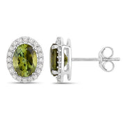 Bids.com 1.92 Carat Genuine Green Tourmaline and White Diamond 14K White Gold Earrings Earrings White Smoke