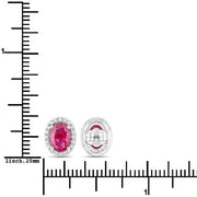 Bids.com 1.96 Carat Genuine Ruby and White Diamond 14K White Gold Earrings Earrings White Smoke