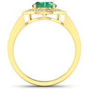 Bids.com 1.87 Carat Genuine Zambian Emerald and White Diamond 14K Yellow Gold Ring Rings White Smoke size 6.00,size 7.00,size 8.00,size 9.00,size 5.00