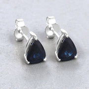 Bids.com 1.60 Carat Genuine Blue Sapphire 10K White Gold Earrings Earrings Light Gray