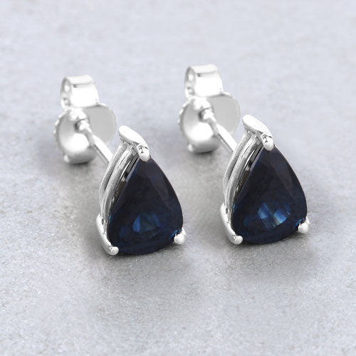 Bids.com 1.60 Carat Genuine Blue Sapphire 10K White Gold Earrings Earrings Light Gray