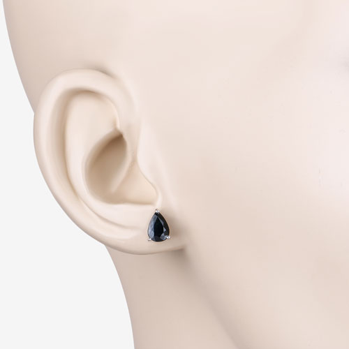 Bids.com 1.60 Carat Genuine Blue Sapphire 10K White Gold Earrings Earrings Light Gray