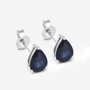 Bids.com 1.60 Carat Genuine Blue Sapphire 10K White Gold Earrings Earrings White Smoke