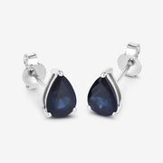 Bids.com 1.60 Carat Genuine Blue Sapphire 10K White Gold Earrings Earrings White Smoke