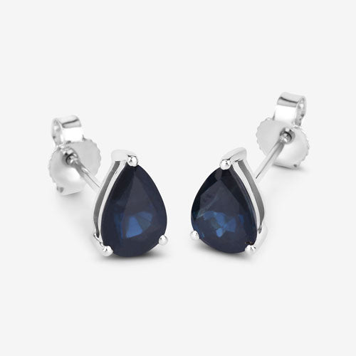 Bids.com 1.60 Carat Genuine Blue Sapphire 10K White Gold Earrings Earrings White Smoke