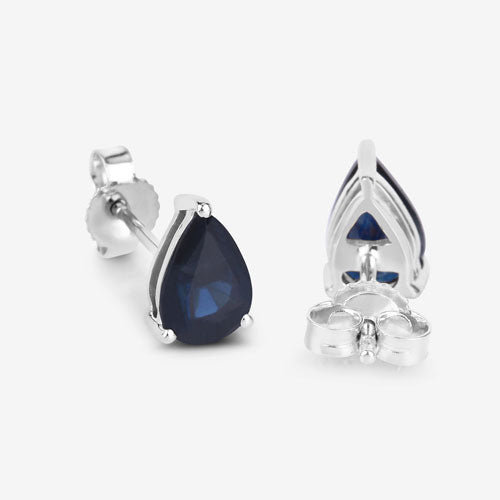 Bids.com 1.60 Carat Genuine Blue Sapphire 10K White Gold Earrings Earrings White Smoke