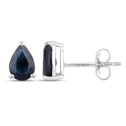 Bids.com 1.60 Carat Genuine Blue Sapphire 10K White Gold Earrings Earrings White Smoke