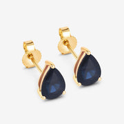 Bids.com 1.60 Carat Genuine Blue Sapphire 10K Yellow Gold Earrings Earrings White Smoke