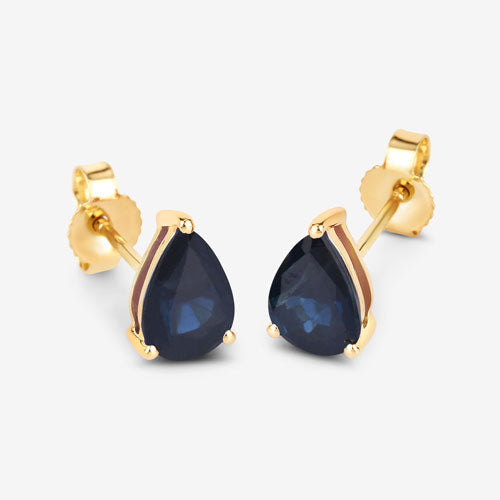 Bids.com 1.60 Carat Genuine Blue Sapphire 10K Yellow Gold Earrings Earrings White Smoke