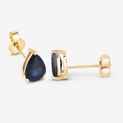 Bids.com 1.60 Carat Genuine Blue Sapphire 10K Yellow Gold Earrings Earrings White Smoke