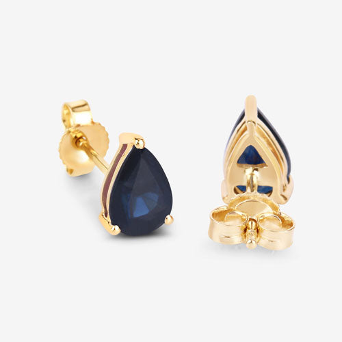 Bids.com 1.60 Carat Genuine Blue Sapphire 10K Yellow Gold Earrings Earrings White Smoke