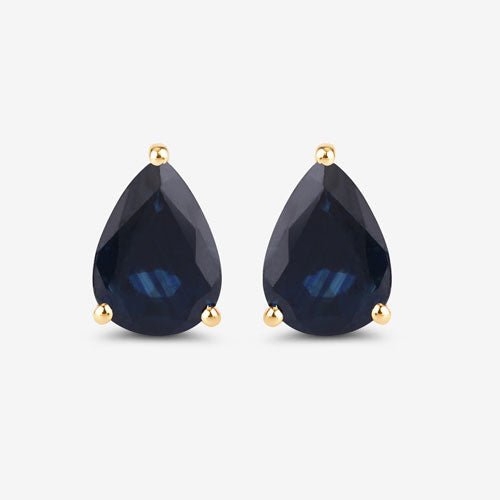 Bids.com 1.60 Carat Genuine Blue Sapphire 10K Yellow Gold Earrings Earrings White Smoke