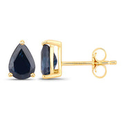 Bids.com 1.60 Carat Genuine Blue Sapphire 10K Yellow Gold Earrings Earrings White Smoke