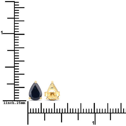 Bids.com 1.60 Carat Genuine Blue Sapphire 10K Yellow Gold Earrings Earrings White Smoke