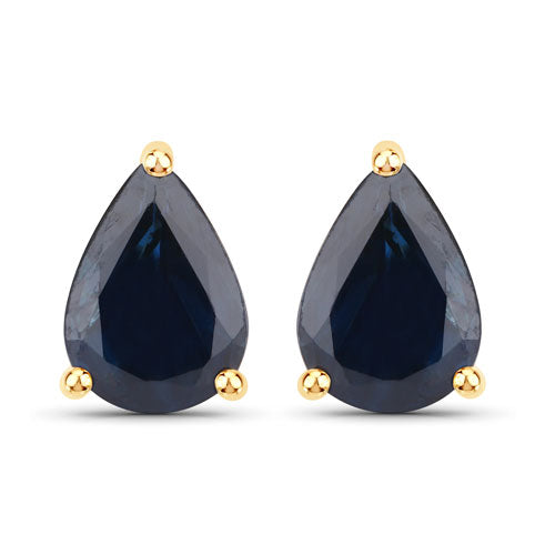 Bids.com 1.60 Carat Genuine Blue Sapphire 14K Yellow Gold Earrings Earrings White Smoke Default Title