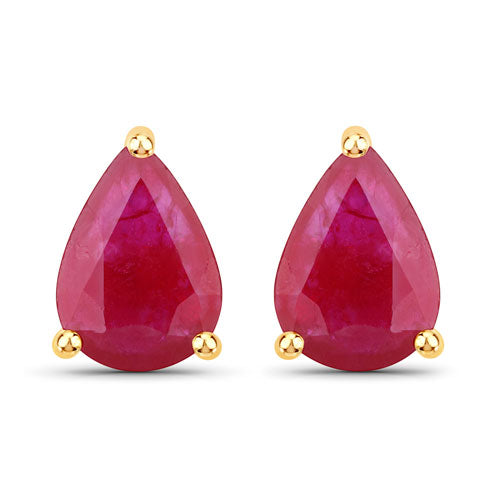 Bids.com 1.60 Carat Genuine Ruby 10K Yellow Gold Earrings Earrings White Smoke Default Title