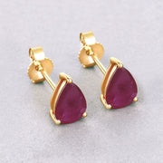 Bids.com 1.60 Carat Genuine Ruby 10K Yellow Gold Earrings Earrings Light Gray