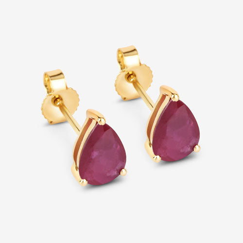 Bids.com 1.60 Carat Genuine Ruby 10K Yellow Gold Earrings Earrings White Smoke
