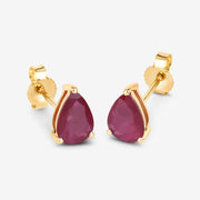Bids.com 1.60 Carat Genuine Ruby 10K Yellow Gold Earrings Earrings White Smoke