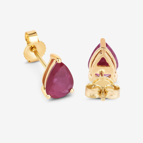 Bids.com 1.60 Carat Genuine Ruby 10K Yellow Gold Earrings Earrings White Smoke