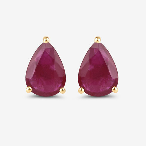 Bids.com 1.60 Carat Genuine Ruby 10K Yellow Gold Earrings Earrings White Smoke