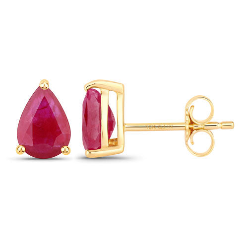 Bids.com 1.60 Carat Genuine Ruby 10K Yellow Gold Earrings Earrings White Smoke