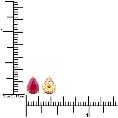 Bids.com 1.60 Carat Genuine Ruby 10K Yellow Gold Earrings Earrings White Smoke