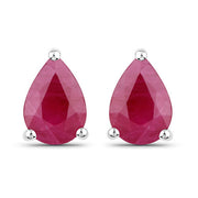 Bids.com 1.60 Carat Genuine Ruby 14K White Gold Earrings Earrings White Smoke Default Title