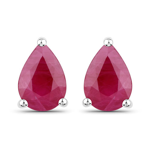 Bids.com 1.60 Carat Genuine Ruby 14K White Gold Earrings Earrings White Smoke Default Title