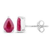 Bids.com 1.60 Carat Genuine Ruby 14K White Gold Earrings Earrings White Smoke