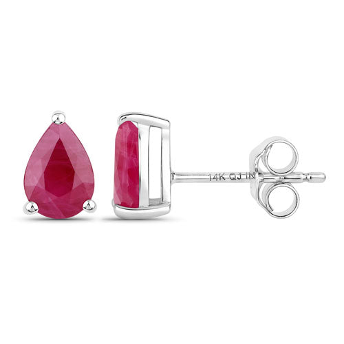 Bids.com 1.60 Carat Genuine Ruby 14K White Gold Earrings Earrings White Smoke