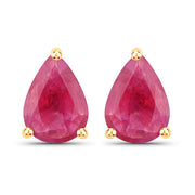 Bids.com 1.60 Carat Genuine Ruby 14K Yellow Gold Earrings Earrings White Smoke Default Title