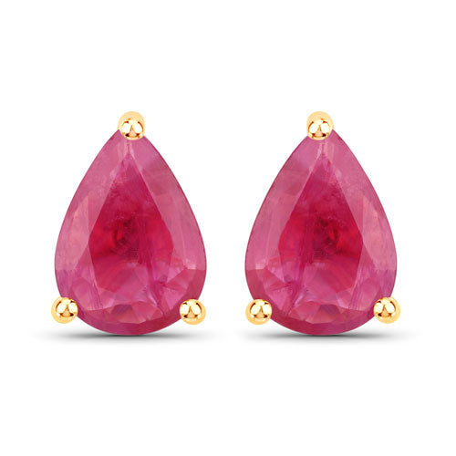 Bids.com 1.60 Carat Genuine Ruby 14K Yellow Gold Earrings Earrings White Smoke Default Title