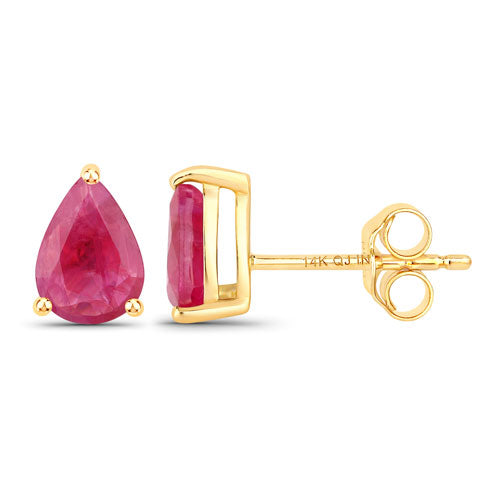 Bids.com 1.60 Carat Genuine Ruby 14K Yellow Gold Earrings Earrings White Smoke